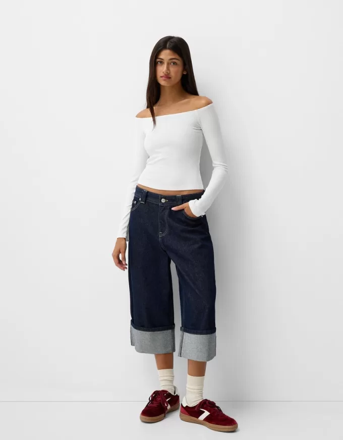 Långärmad T-shirt med Bardot-ringning
