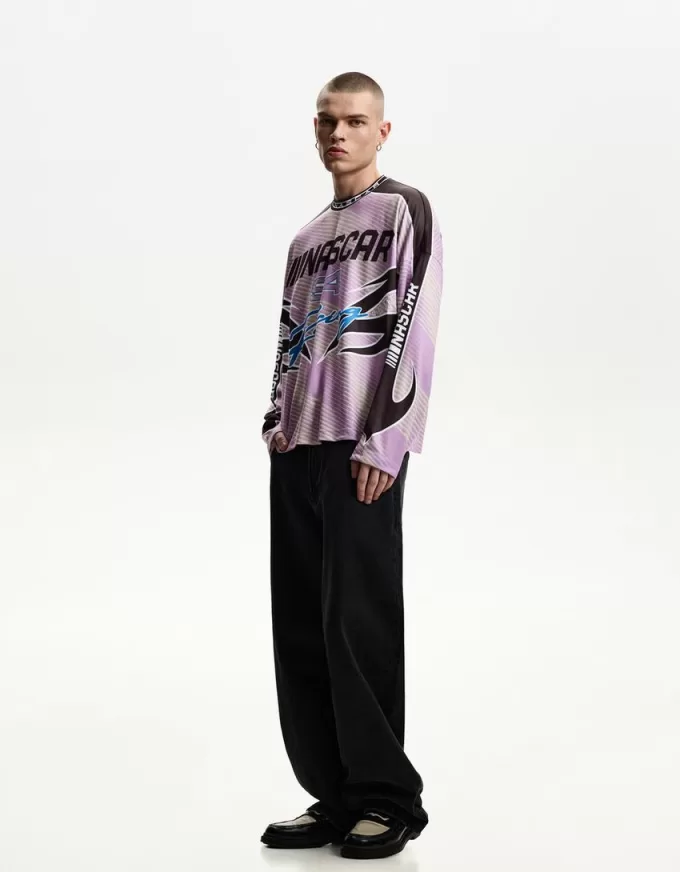 Långärmad T-shirt med Nascar-tryck