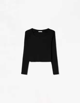 Långärmad T-shirt med V-ringad