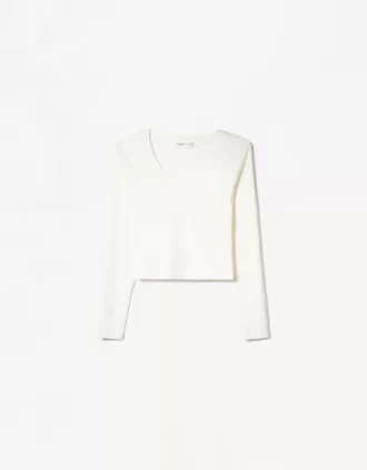 Långärmad T-shirt med V-ringad