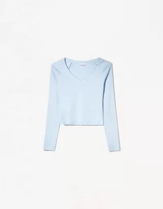 Långärmad T-shirt med V-ringad