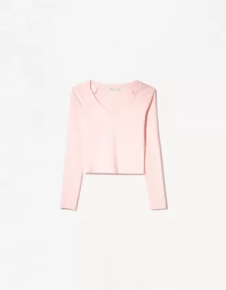 Långärmad T-shirt med V-ringad