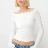 Långärmad T-shirt med broderad båthals