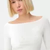 Långärmad T-shirt med broderad båthals