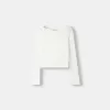 Långärmad T-shirt med broderad båthals