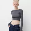 Långärmad T-shirt med heltäckande strass Långärmad T-shirt med heltäckande strass