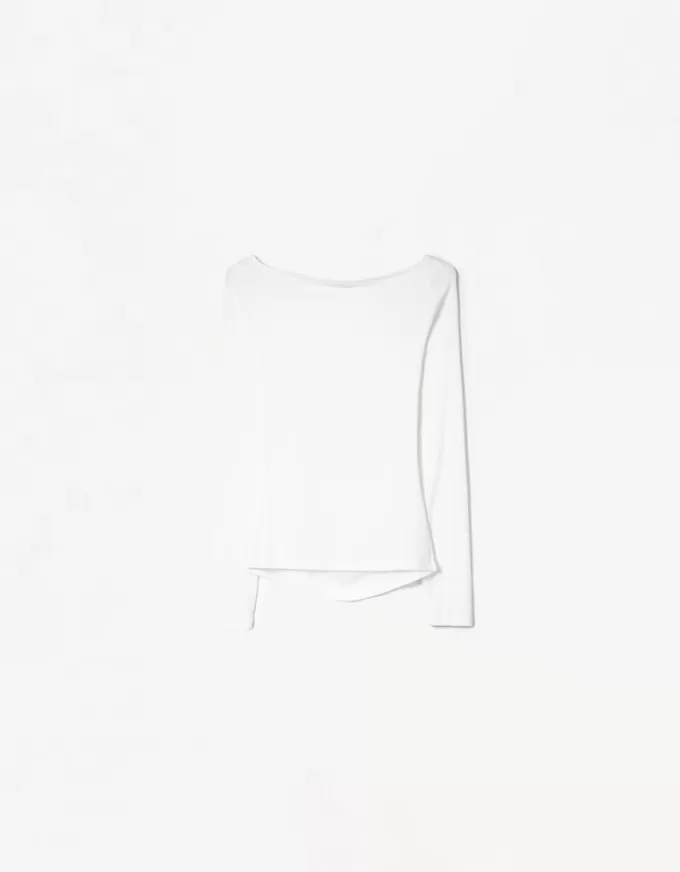 Långärmad T-shirt med rynkad detalj Långärmad T-shirt med rynkad detalj