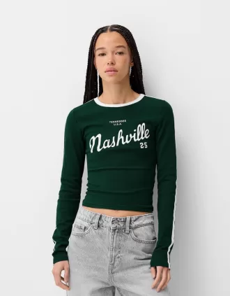 Långärmad T-shirt med tryck