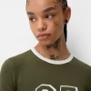 Långärmad T-shirt med tryck och kant