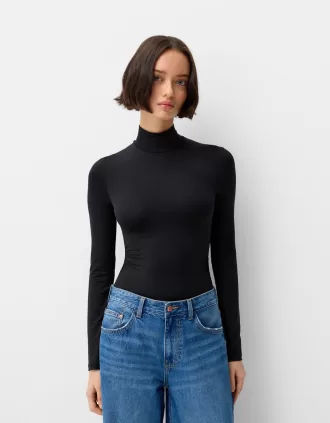 Långärmad body med hög hals