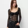 Långärmad svart spets Disney Bambi bodysuit