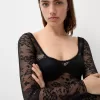 Långärmad svart spets Disney Bambi bodysuit