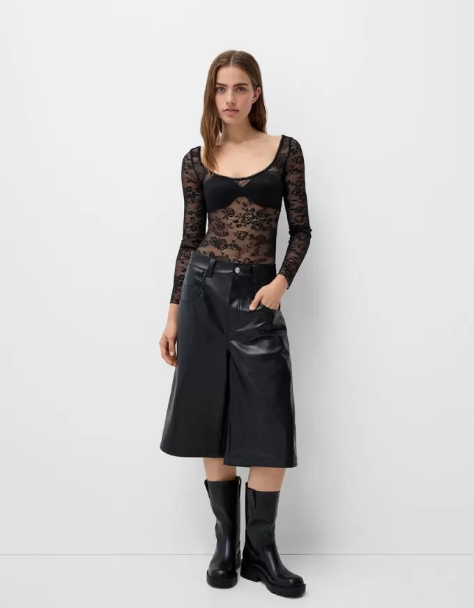 Långärmad svart spets Disney Bambi bodysuit