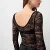 Långärmad svart spets Disney Bambi bodysuit