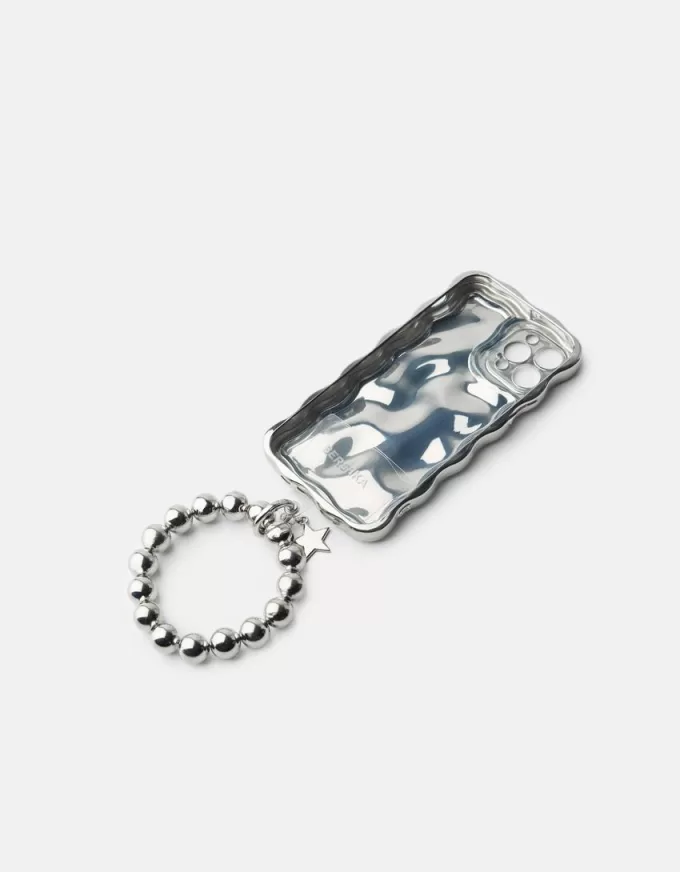 Metalliskt mobilfodral med armband