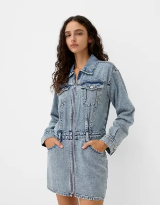 Miniklänning i jeans med dragkedja