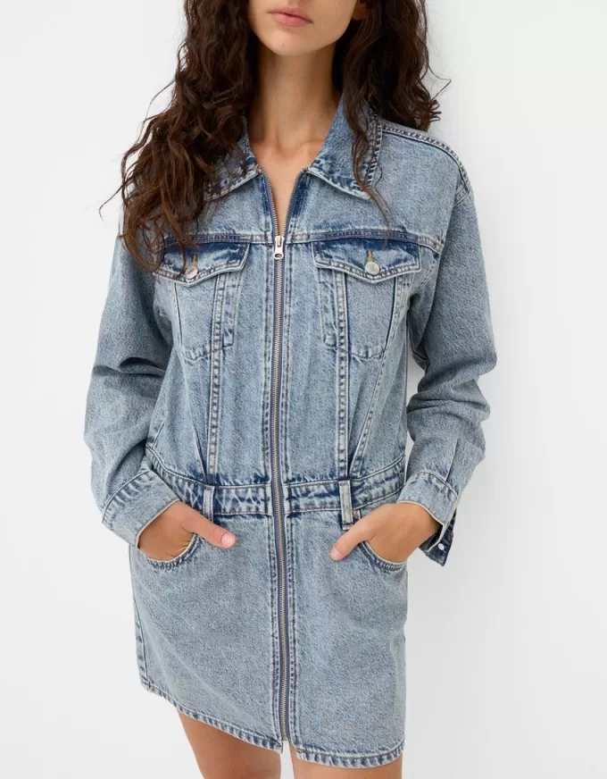Miniklänning i jeans med dragkedja