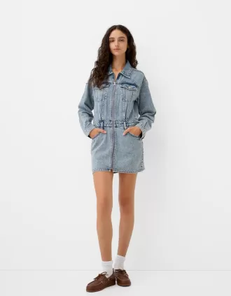 Miniklänning i jeans med dragkedja