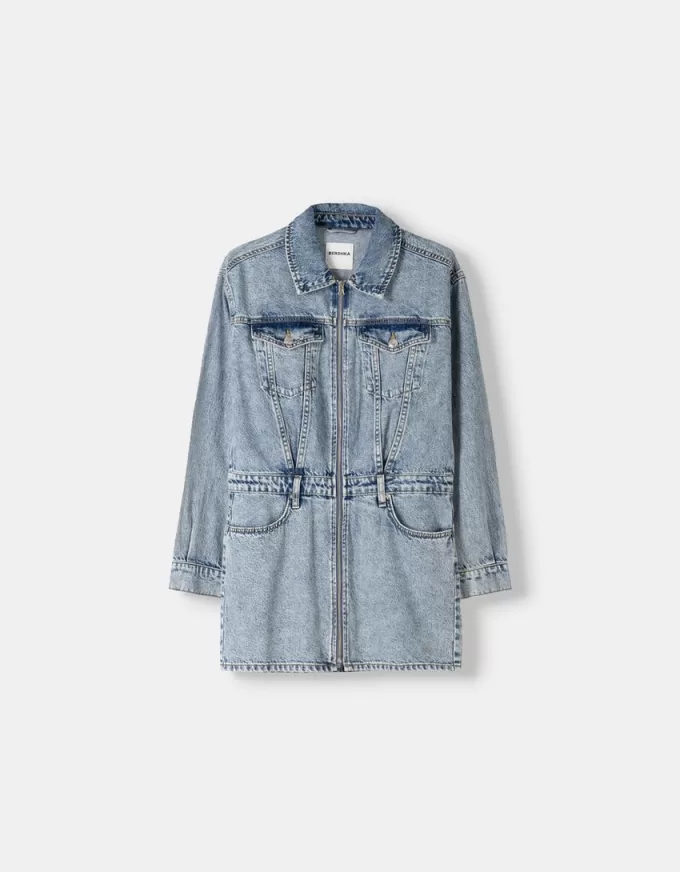 Miniklänning i jeans med dragkedja