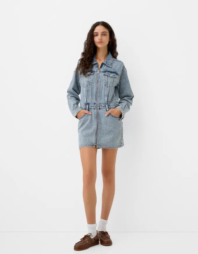 Miniklänning i jeans med dragkedja