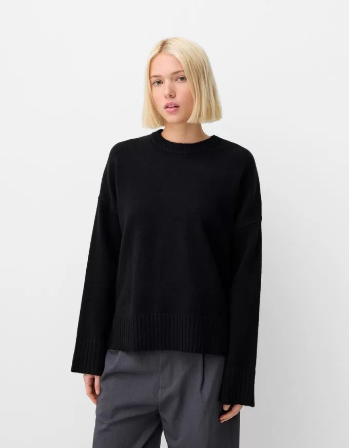 Mjuk tröja med rund hals Mjuk tröja med rund hals