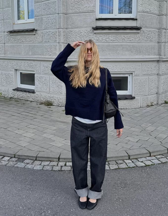 Mjuk tröja med rund hals Mjuk tröja med rund hals