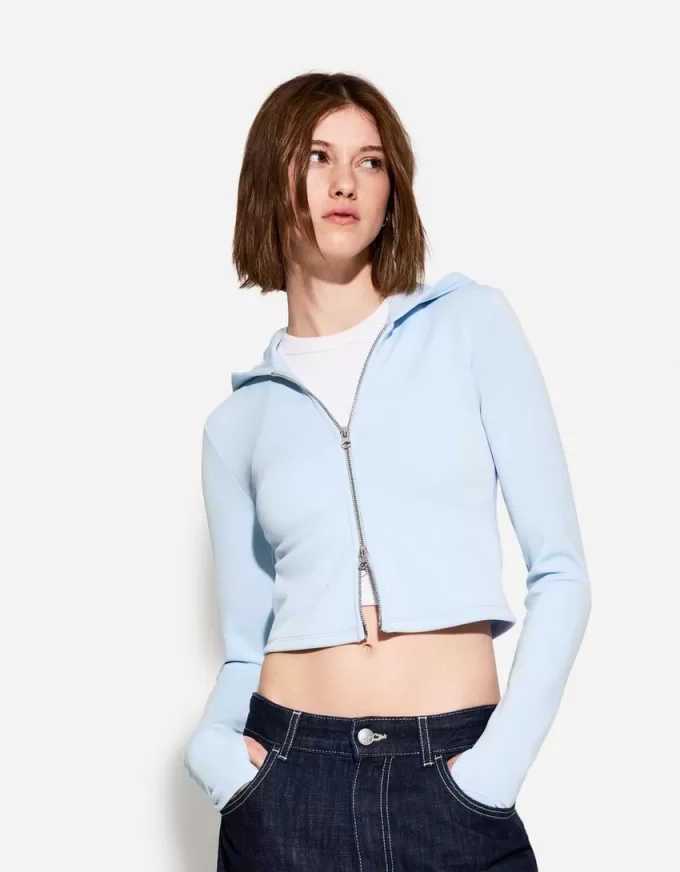 Modal luvtröja med dragkedja Modal luvtröja med dragkedja