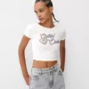 Öppen rygg T-shirt med strass