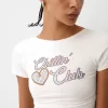 Öppen rygg T-shirt med strass