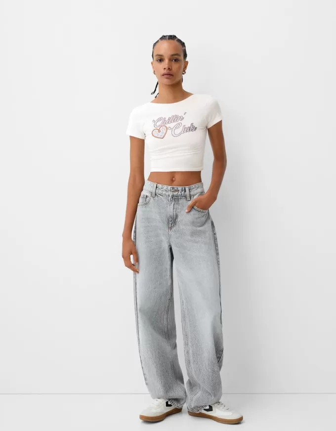 Öppen rygg T-shirt med strass