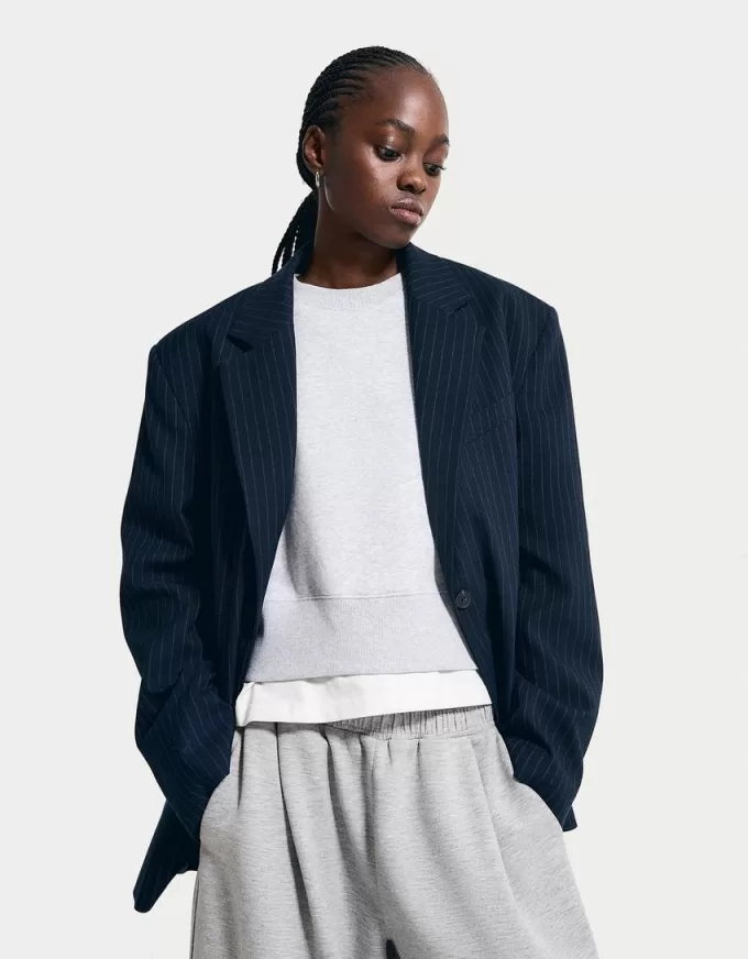 Oversize kavaj med pinstripe
