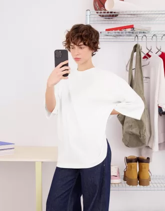 Oversize kortärmad T-shirt i kraftig bomull
