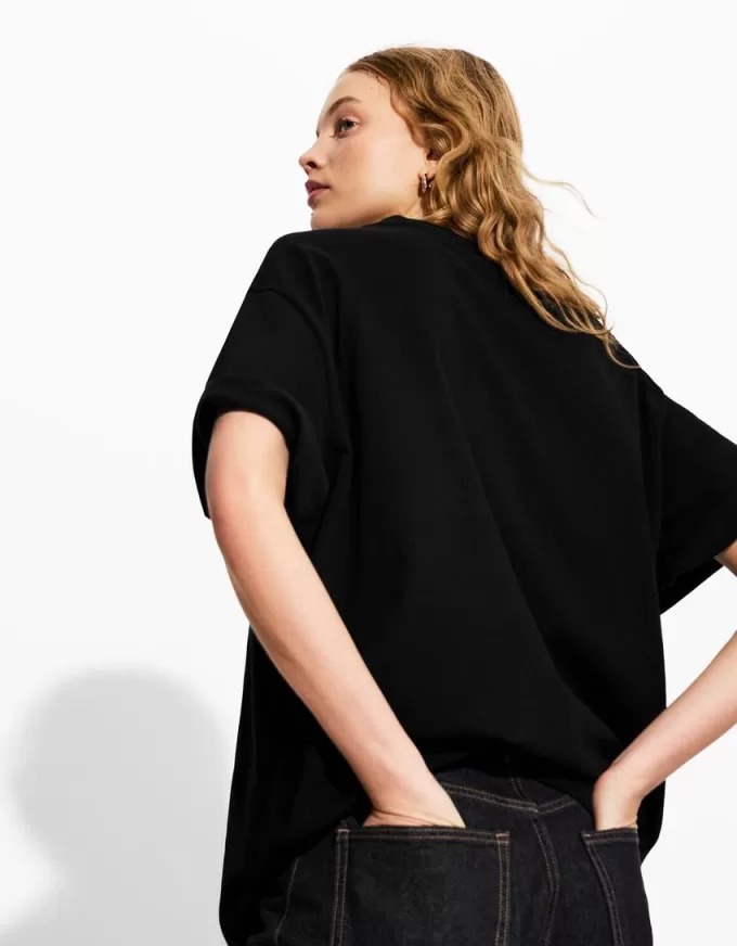 Oversize kortärmad T-shirt i kraftig bomull