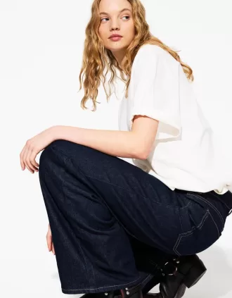 Oversize kortärmad T-shirt i kraftig bomull