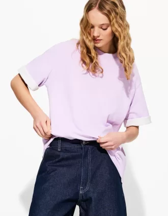 Oversize kortärmad T-shirt i kraftig bomull