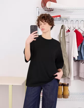 Oversize kortärmad T-shirt i kraftig bomull