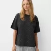 Oversize rhinestone kortärmad T-shirt Oversize rhinestone kortärmad T-shirt