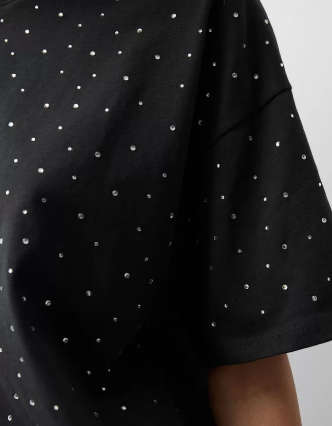 Oversize rhinestone kortärmad T-shirt Oversize rhinestone kortärmad T-shirt