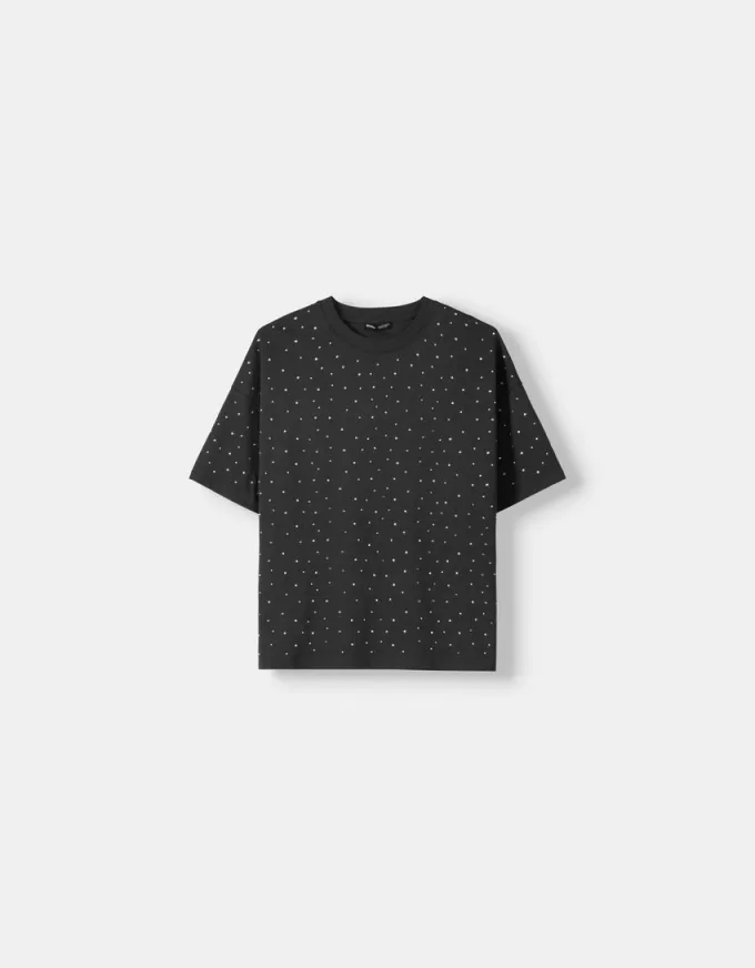 Oversize rhinestone kortärmad T-shirt Oversize rhinestone kortärmad T-shirt