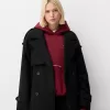 Oversize trenchcoat med filtstruktur