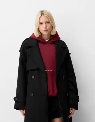 Oversize trenchcoat med filtstruktur