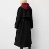 Oversize trenchcoat med filtstruktur