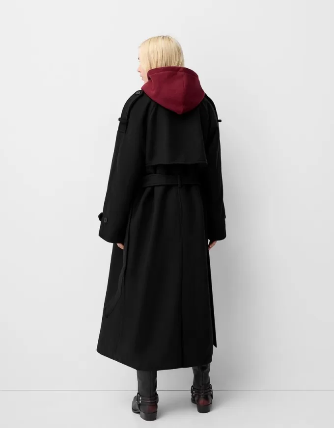 Oversize trenchcoat med filtstruktur