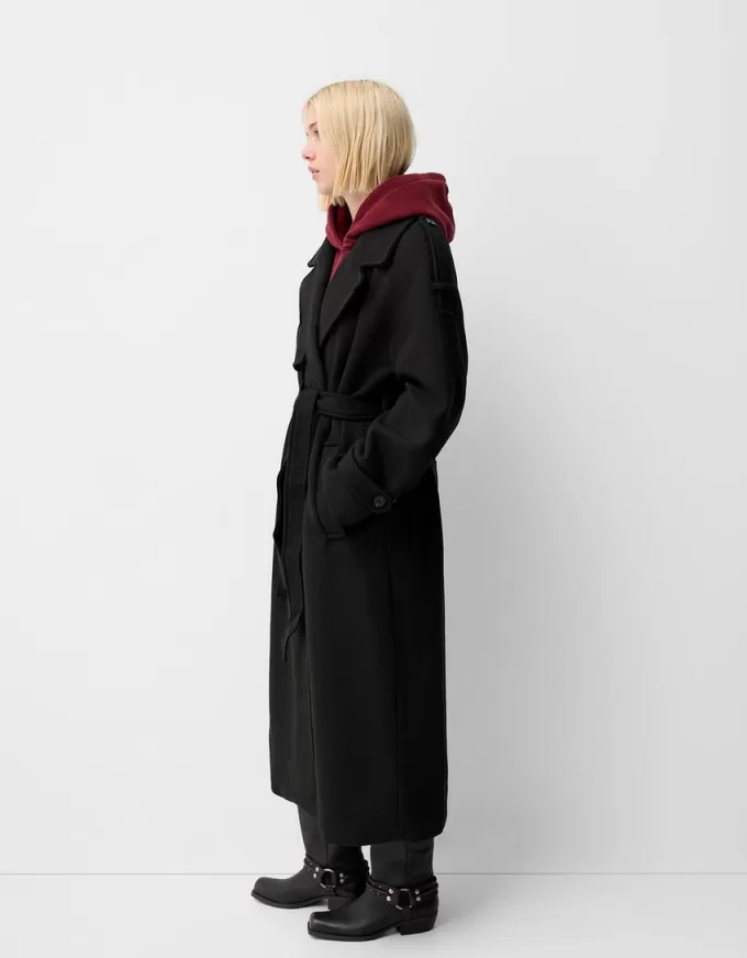 Oversize trenchcoat med filtstruktur