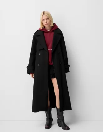 Oversize trenchcoat med filtstruktur