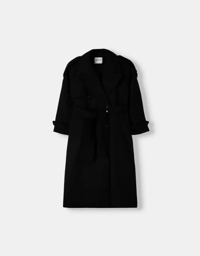 Oversize trenchcoat med filtstruktur