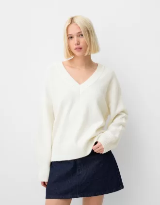 Oversize tröja med V-ringad