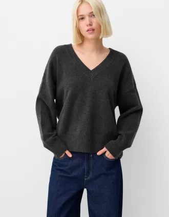 Oversize tröja med V-ringad