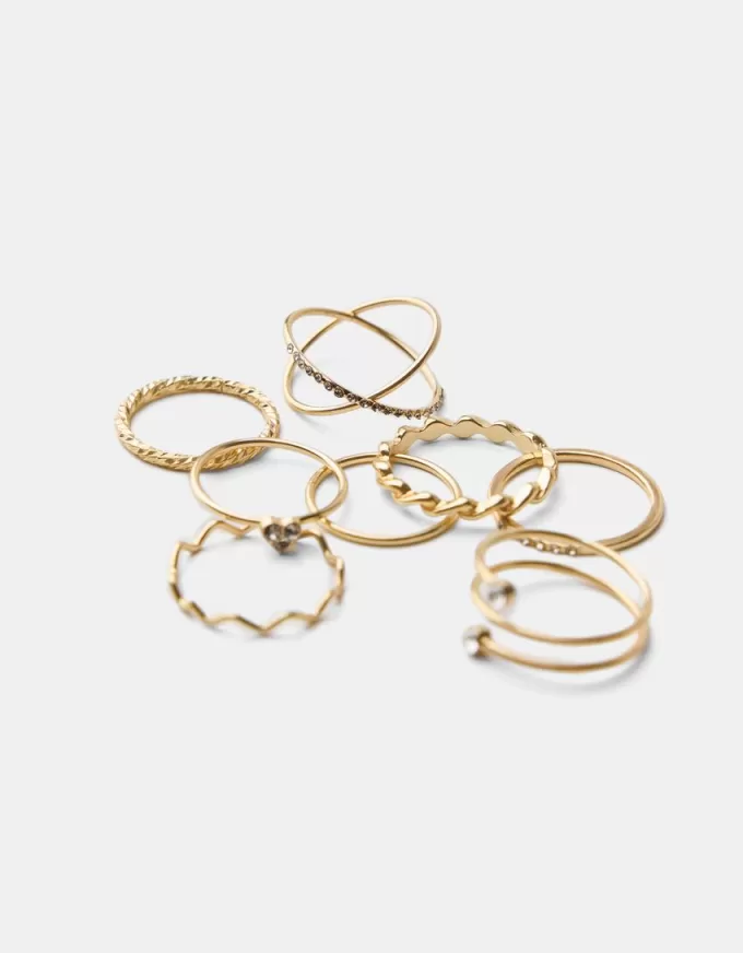 Paket med 9 strassringar Paket med 9 strassringar