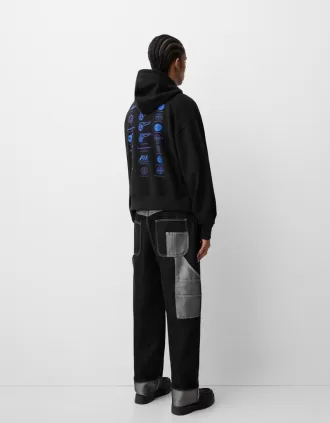 Pan Am tryck boxy fit huvtröja